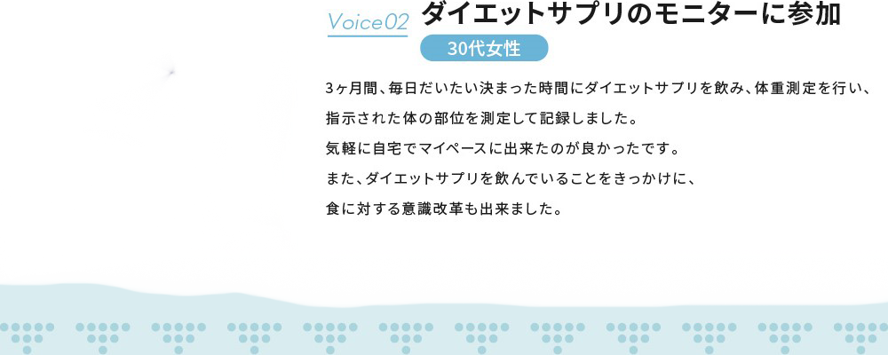 ダイエットサプリのモニターに参加