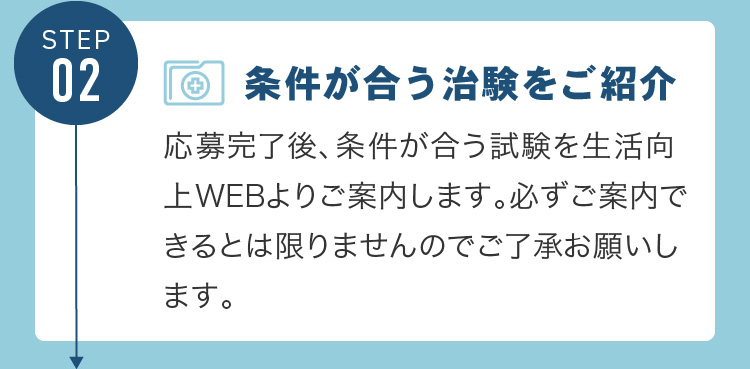 条件が合う治験をご紹介