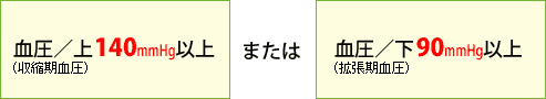 血圧／上140mmHg以上　または　血圧／下90mmHg以上